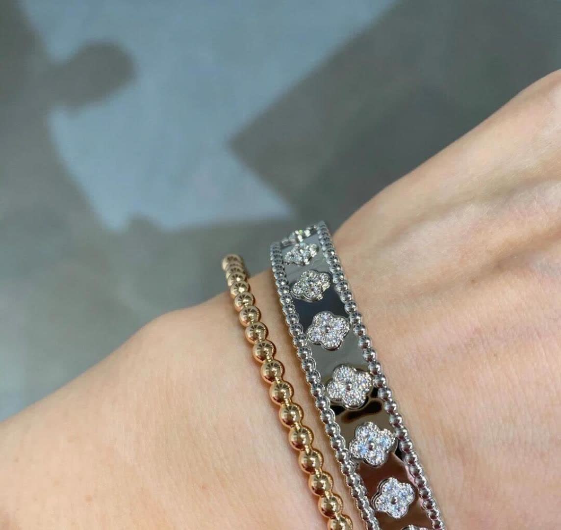 Van Cleef & Arpels Alhambra Diamond Bangle Bracelet